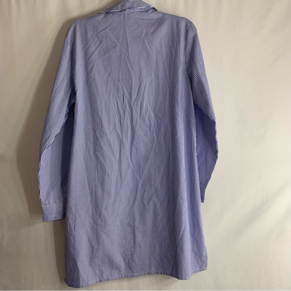 Boohoo Embroidered Detail Striped Shirt Button Down Dress, size 10 - Picture 12 of 13